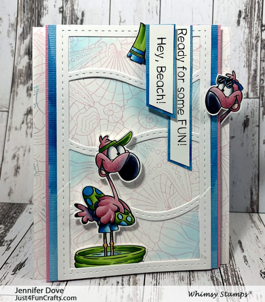 Dustin Pike, Copics, Card Making, Whimsy Stamps, Flamingos, Beach