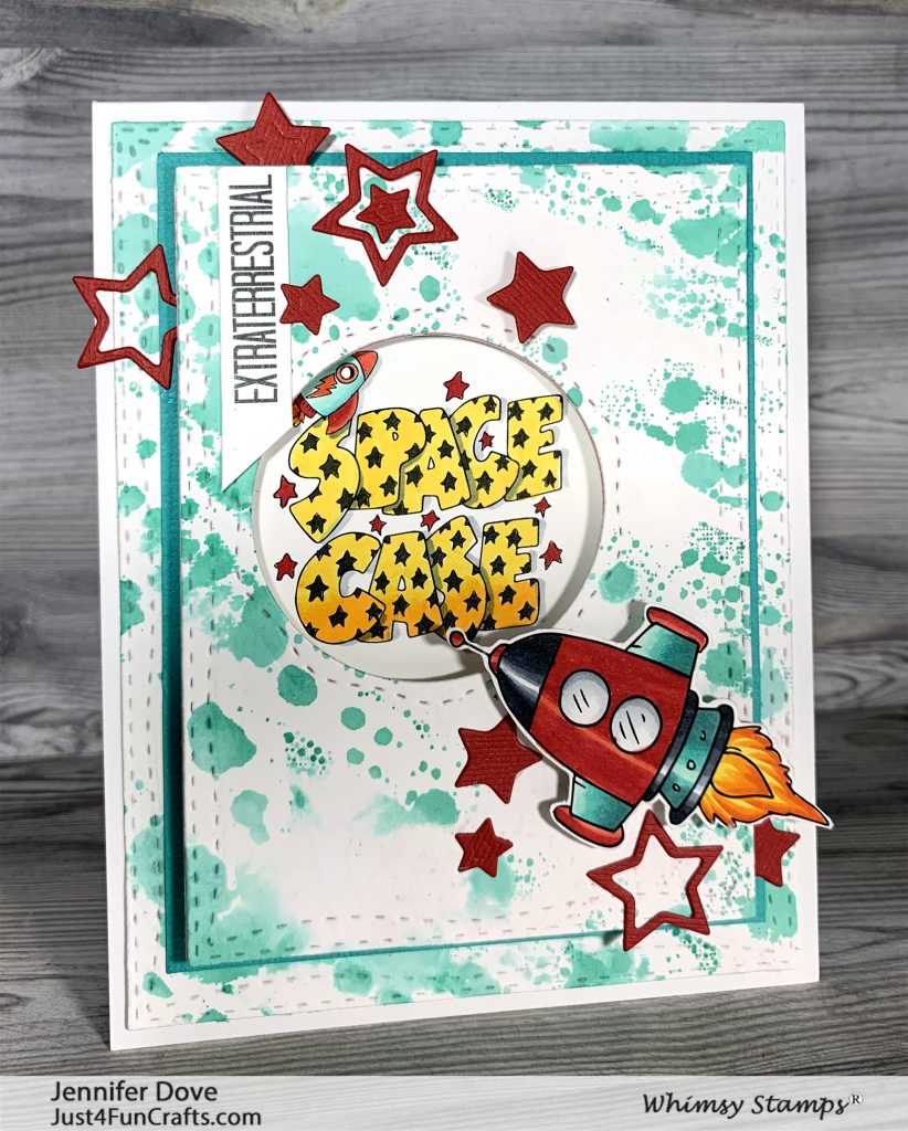 A Boys Dream, Aliens, Rockets, Whimsy Stamps, Dustin Pike, Card making, Copics, Karin